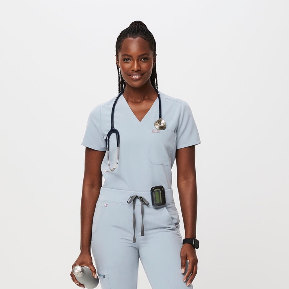 FIGS DUSTY BLUE CATARINA TOP *RARE*